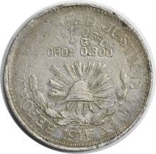 1915 Mexico Rev-Taxco 1 Peso KM672 VF (Damage) Uncertified