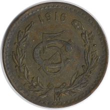 1916 Mo Mexico 5 Centavos KM422 EF Uncertified #1120