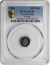 1908 Great Britain 2 Pence Maundy PL66 PCGS