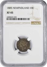 1885 Newfoundland 10 Cents XF45 NGC