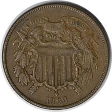 1866 Two Cent Piece Choice VF Uncertified
