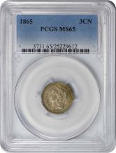 1865 Three Cent Nickel MS65 PCGS