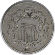 1872 Shield Nickel DDO 2-O-III F Uncertified #859