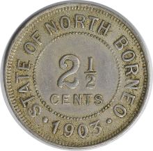 1903 H British North Borneo 2 1/2 Cent KM4 EF Uncertified #154