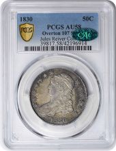 1830 Bust Silver Half Dollar O-107 AU58 PCGS (CAC)