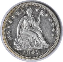 1849/6 Liberty Seated Silver Half Dime FS-301 AU58 Uncertified #939