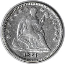 1858/Inverted Date Liberty Seated Silver Half Dime VF Uncertified #157