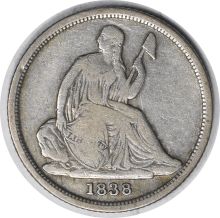 1838-O Liberty Seated Silver Dime No Stars F Uncertified #206