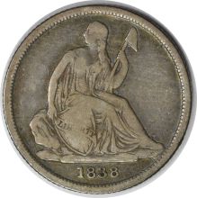 1838-O/O Liberty Seated Silver Dime RPM1 F Uncertified #230
