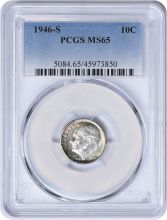 1946-S Roosevelt Silver Dime MS65 PCGS Toned