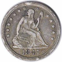 1847-O Liberty Seated Quarter VF Uncertified #143