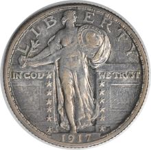 1917-D Standing Liberty Silver Quarter Type 2 AU Uncertified #226