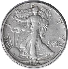 1916 Walking Liberty Silver Half Dollar AU Uncertified #136