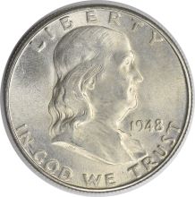 1948-D Franklin Silver Half Dollar MS63 Uncertified #1051