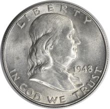 1948-D Franklin Silver Half Dollar AU Uncertified #972