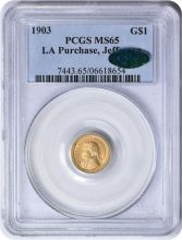 1903 LA Purchase - Jefferson $1 Gold MS65 PCGS (CAC)