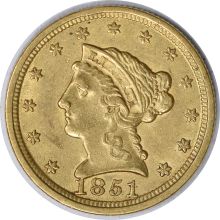 1851 $2.50 Gold Liberty Head AU Uncertified #954