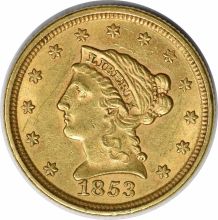 1853 $2.50 Gold Liberty Head AU58 Uncertified #132