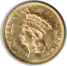 1874 $3 Gold MS60 Uncertified #844
