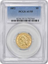 1852 $5 Gold Liberty Head AU55 PCGS