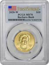 2020-W Barbara Bush First Spouse $10 Gold MS70 First Strike PCGS