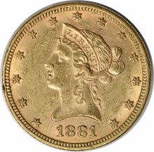 1881 $10 Gold Liberty Head AU58 Uncertified #249