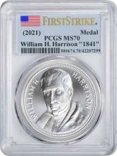 (2021) William H. Harrison "1841" Silver Medal MS70 First Strike PCGS