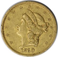 1850 $20 Gold Liberty Head EF Uncertified #120