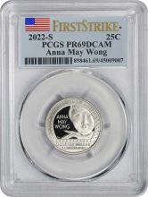 2022-S Anna May Wong American Women Washington Quarter PR69DCAM First Strike PCGS