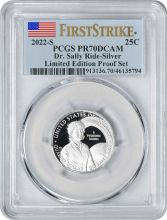 2022-S Dr. Sally Ride American Women Washington Silver Quarter Limited Edition Proof Set PR70DCAM First Strike PCGS