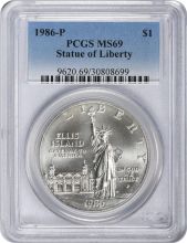 1986-P Statue of Liberty Commemorative Silver Dollar MS69 PCGS