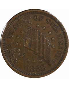 1863 Civil War Token Patriotic Flag of Our Union 209/414A EF Uncertified #601