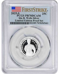 2025-S Ida B. Wells American Women Washington Silver Quarter LESPS PR70DCAM First Strike PCGS