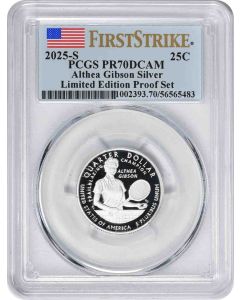 2025-S Althea Gibson American Women Washington Silver Quarter LESPS PR70DCAM First Strike PCGS