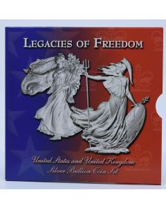 2003 Legacies of Freedom US And UK Silver Bullion Coin Set in Original Government Packaging
