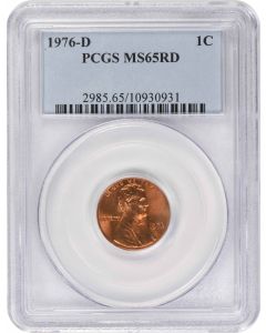 1976-D Lincoln Cent MS65RD PCGS