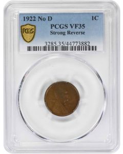 1922-PL Lincoln Cent Strong Reverse No D VF35 PCGS