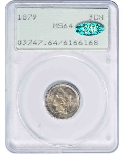 1879 Three Cent Nickel MS64 PCGS OGH (CAC)