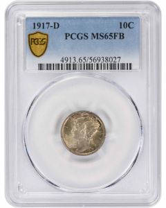 1917-D Mercury Silver Dime MS65FB PCGS 