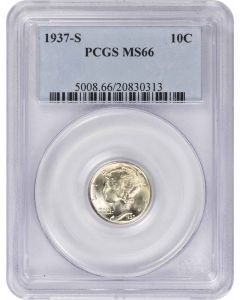 1937-S Mercury Silver Dime MS66 PCGS