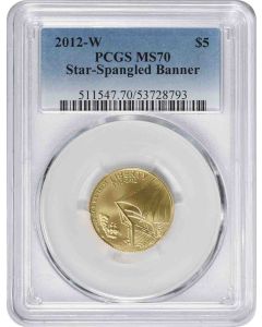 2012-W Star-Spangled Banner Commemorative $5 Gold MS70 PCGS