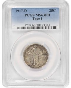 1917-D Standing Liberty Silver Quarter Type 1 MS63FH PCGS