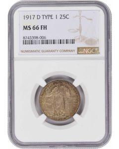 1917-D Standing Liberty Silver Quarter Type 1 MS66FH NGC