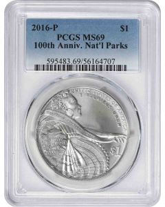 2016-P 100th Anniversary National Park Service Commemorative Silver Dollar MS69 PCGS