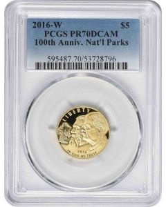 2016-W 100th Anniversary National Parks Commemorative $5 Gold PR70DCAM PCGS