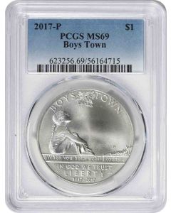 2017-P Boys Town Centennial Commemorative Silver Dollar MS69 PCGS