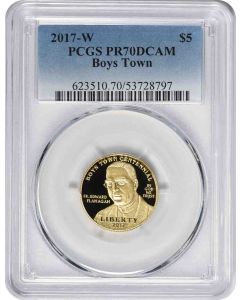 2017-W Boys Town Commemorative $5 Gold PR70DCAM PCGS