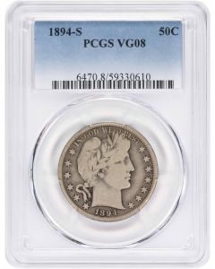 1894-S Barber Silver Half Dollar VG08 PCGS