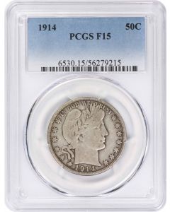 1914 Barber Silver Half Dollar F15 PCGS