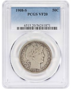 1908-S Barber Silver Half Dollar VF20 PCGS